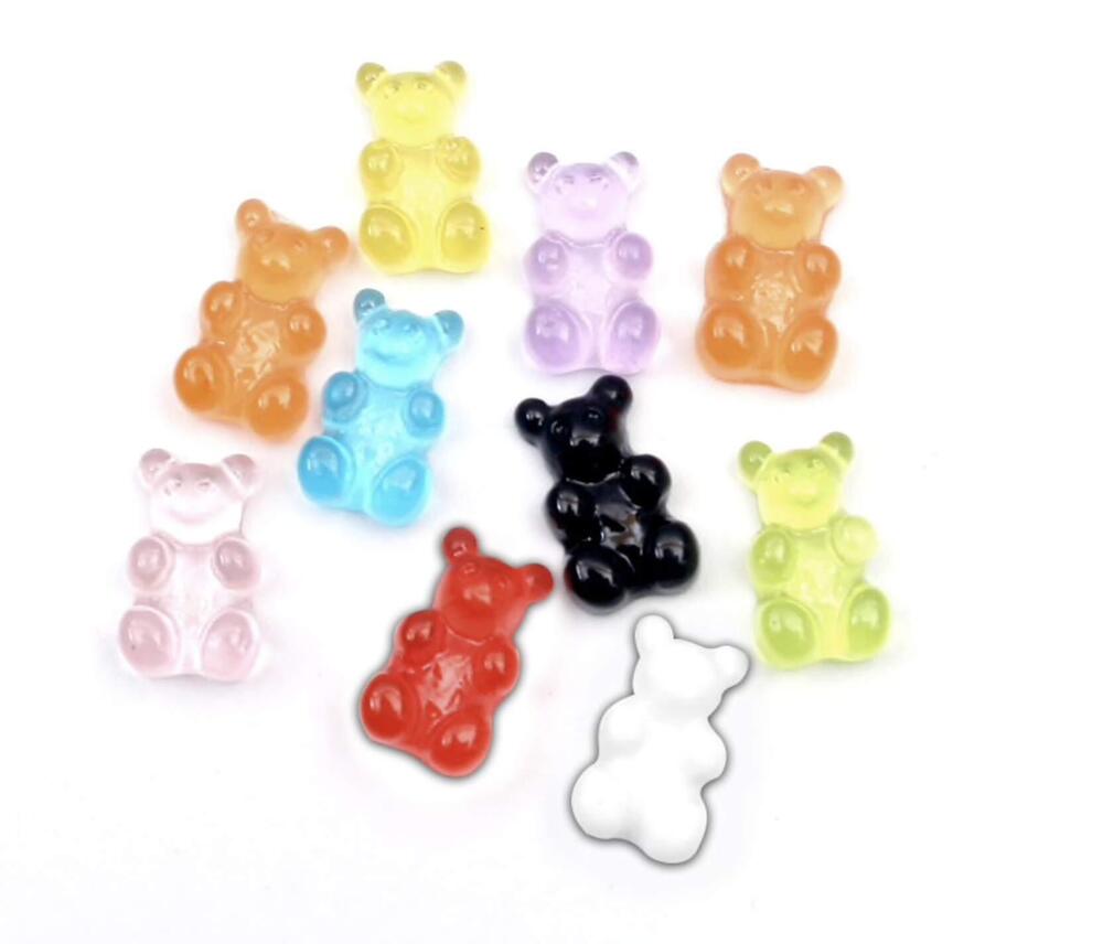 3152 100pcs Tiny Gummy Bear FlatBacks Cabochons Deco Bears Animals Jungle